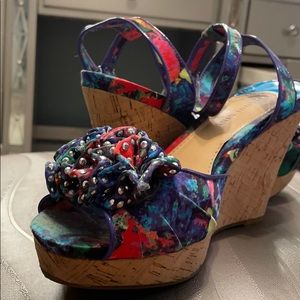 Gianni bini beautiful wedge colorful shoes size 9